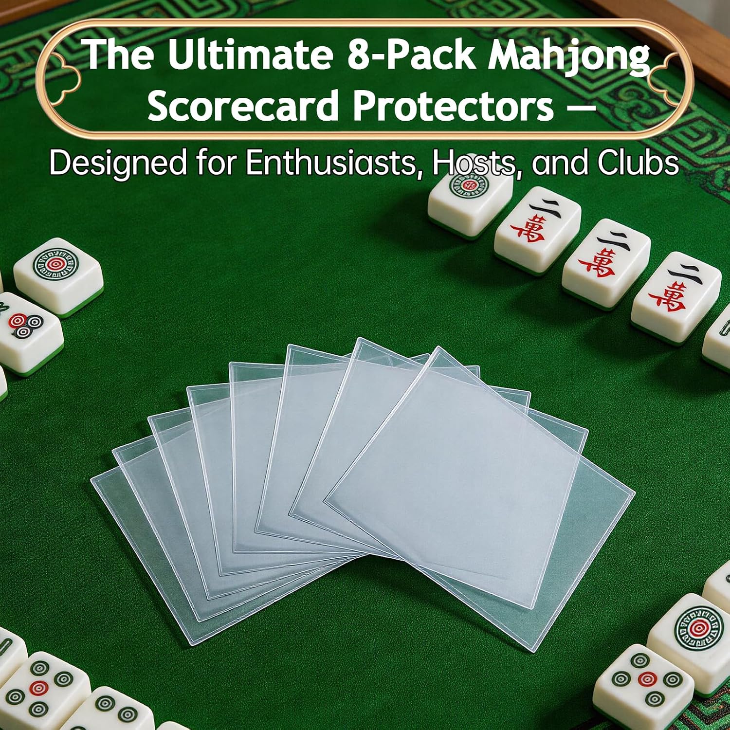 8 Pack Clear Mahjong Card Sleeves Compatible with NMJL Scorecard image 4
