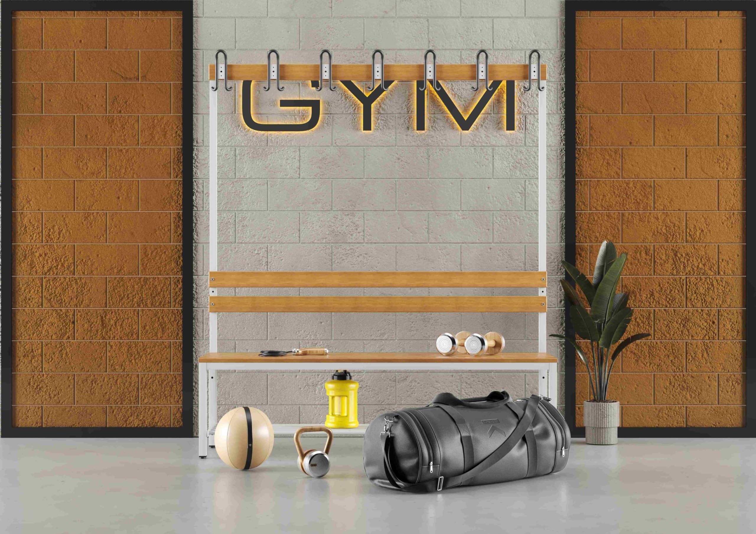 furni24 Umkleidesitzbank Stahlrahmen TÜV/GS – Garderobenbank Sportraum Fitnessstudio Buche Echtholz doppelseitig einseitig Schuhrost