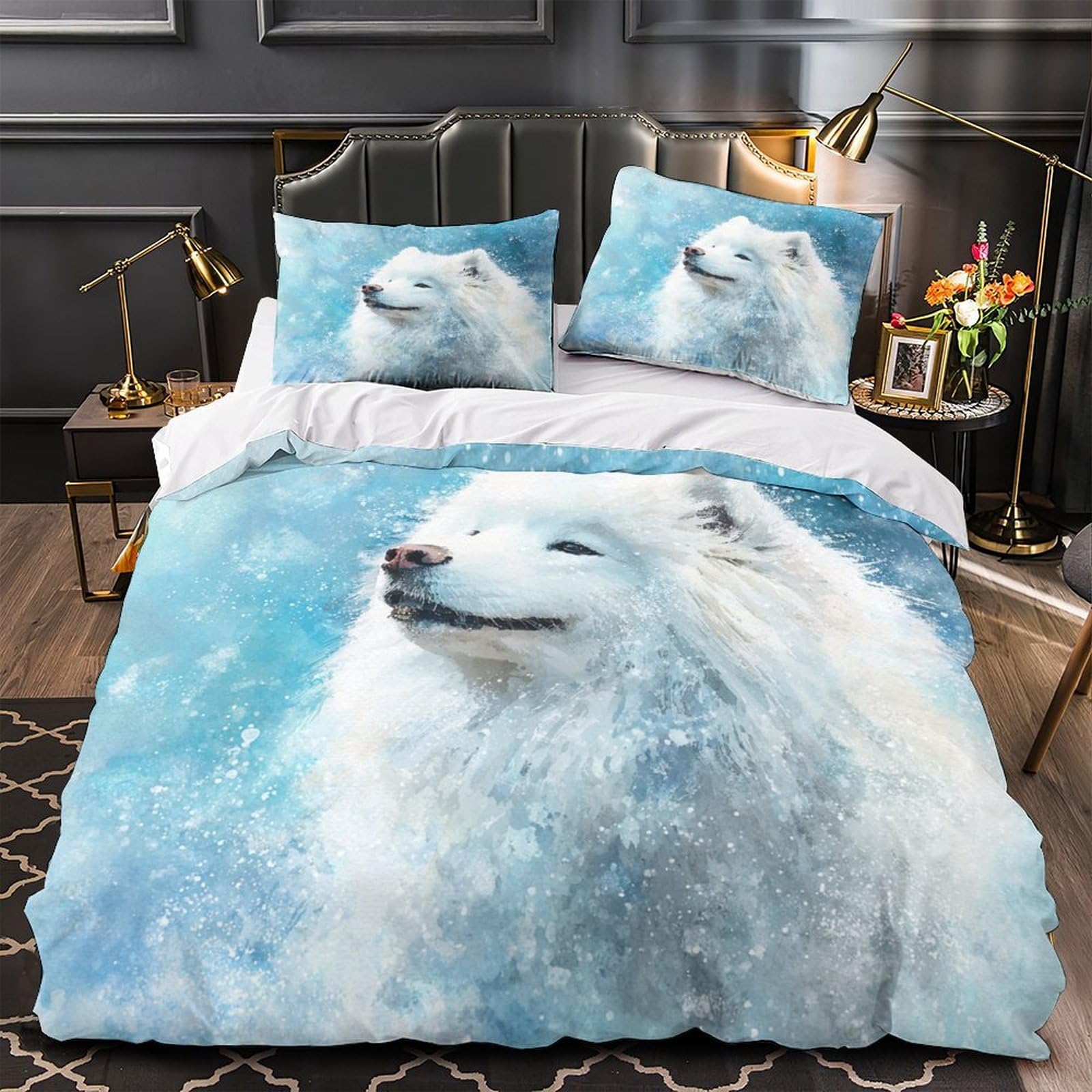 Housse de couette flocon de neige en microfibre 260x220 cm