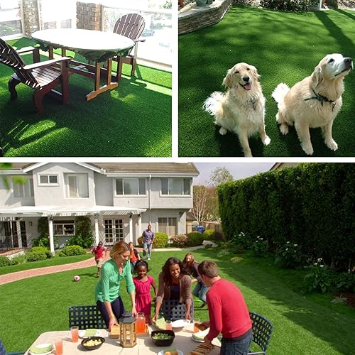 Miniatura 9 de Alfombra de césped artificial de 3 x 5 pies (15 pies cuadrados), alfombra de césped artificial para mascotas con agujeros de drenaje, realista, para