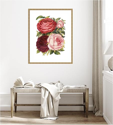 Miniatura 3 de Kate and Laurel Framed Wall Art Print 'Victorian Flowers' by The Creative Bunch Studio, 34 x 42, Mila Dark Gold Frame, Vintage, Flower Art for Wall