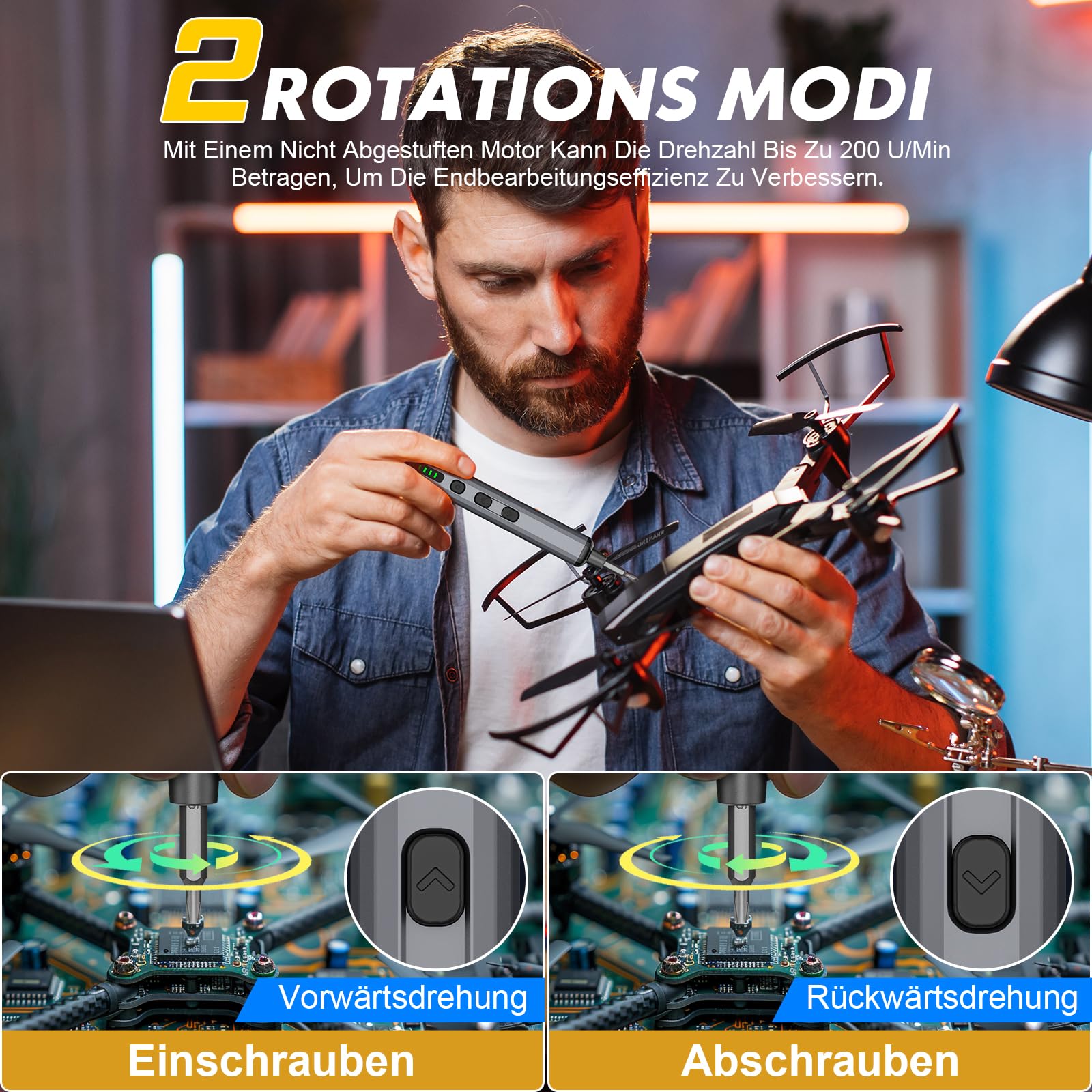Juego de mini destornilladores eléctricos 72 en 1 de precisión, destornillador eléctrico con batería, destornillador eléctrico magnético de 5 marchas, para gafas, reloj, teléfono móvil, reparación de