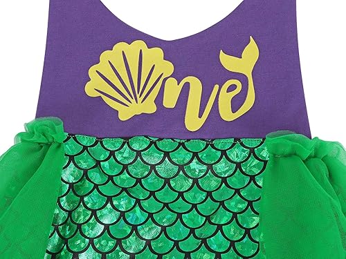 Miniatura 4 de Eledobby Mermaid 1st Birthday Outfit for Baby Girls Halloween Costume Infant Mermaids Romper Tutu Dress Party Onesie Clothes