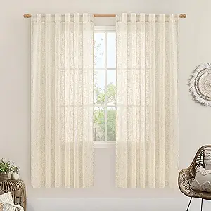 LAMIT Beige Linen Curtains for Living Room 2 Panels Set, 78 Inch Faux Linen Textured Light Filtering Drapes Back Tab and Rod Pocket Boho Panels for Farmhouse/Bedroom/Porch, 52 x 78 Inch