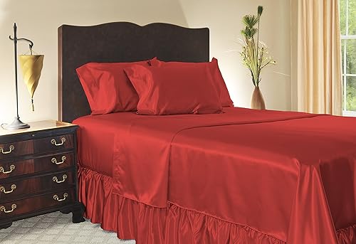 SHOPBEDDING Sweet Dreams - Juego de sábanas de satén de lujo, sin arrugas y resistentes a las manchas, súper suaves, de lujo, tamaño Queen, color
