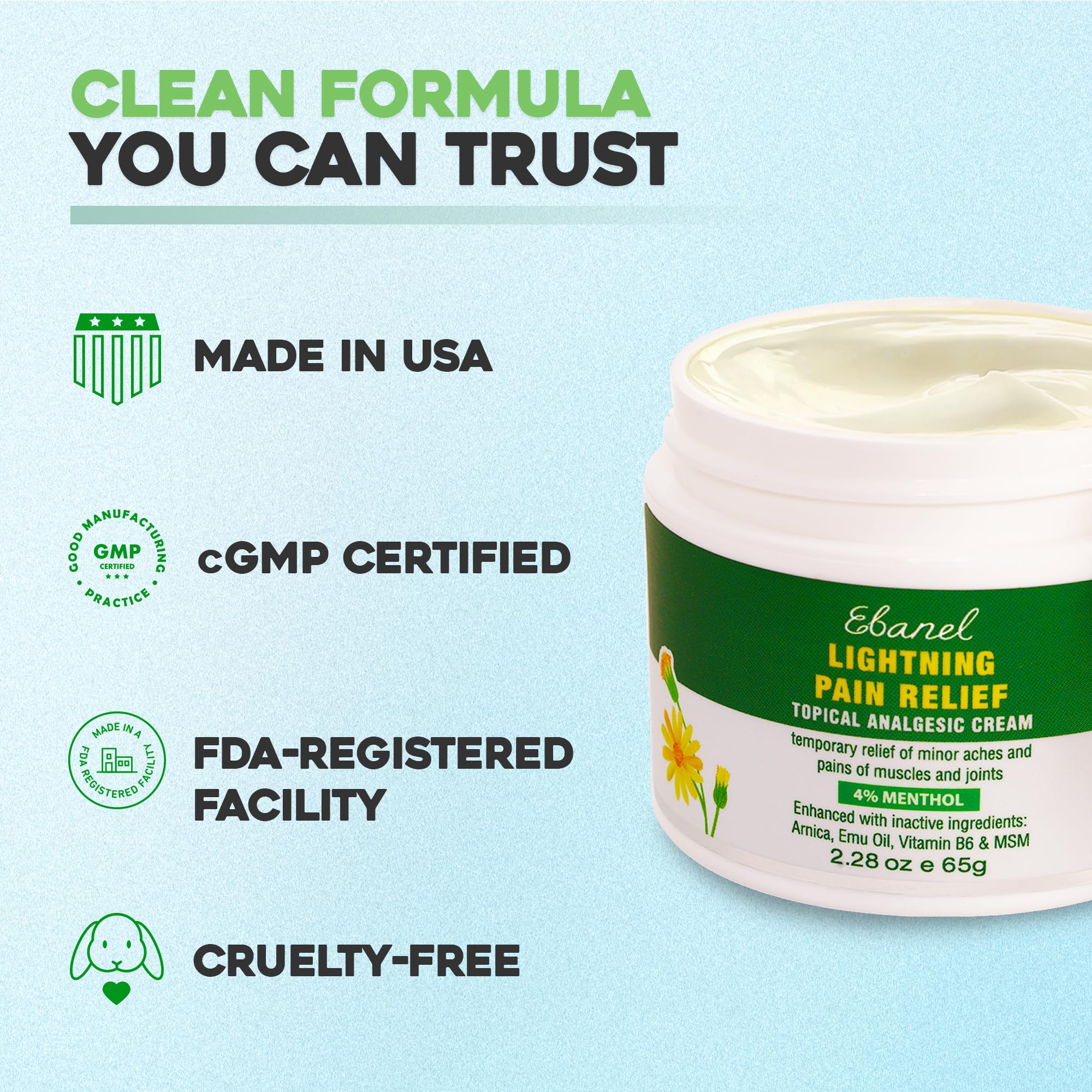 Ebanel Menthol Arnica Gel Pain Relief Cream for Arthritis, Strains, Sprains — Amazon image 7