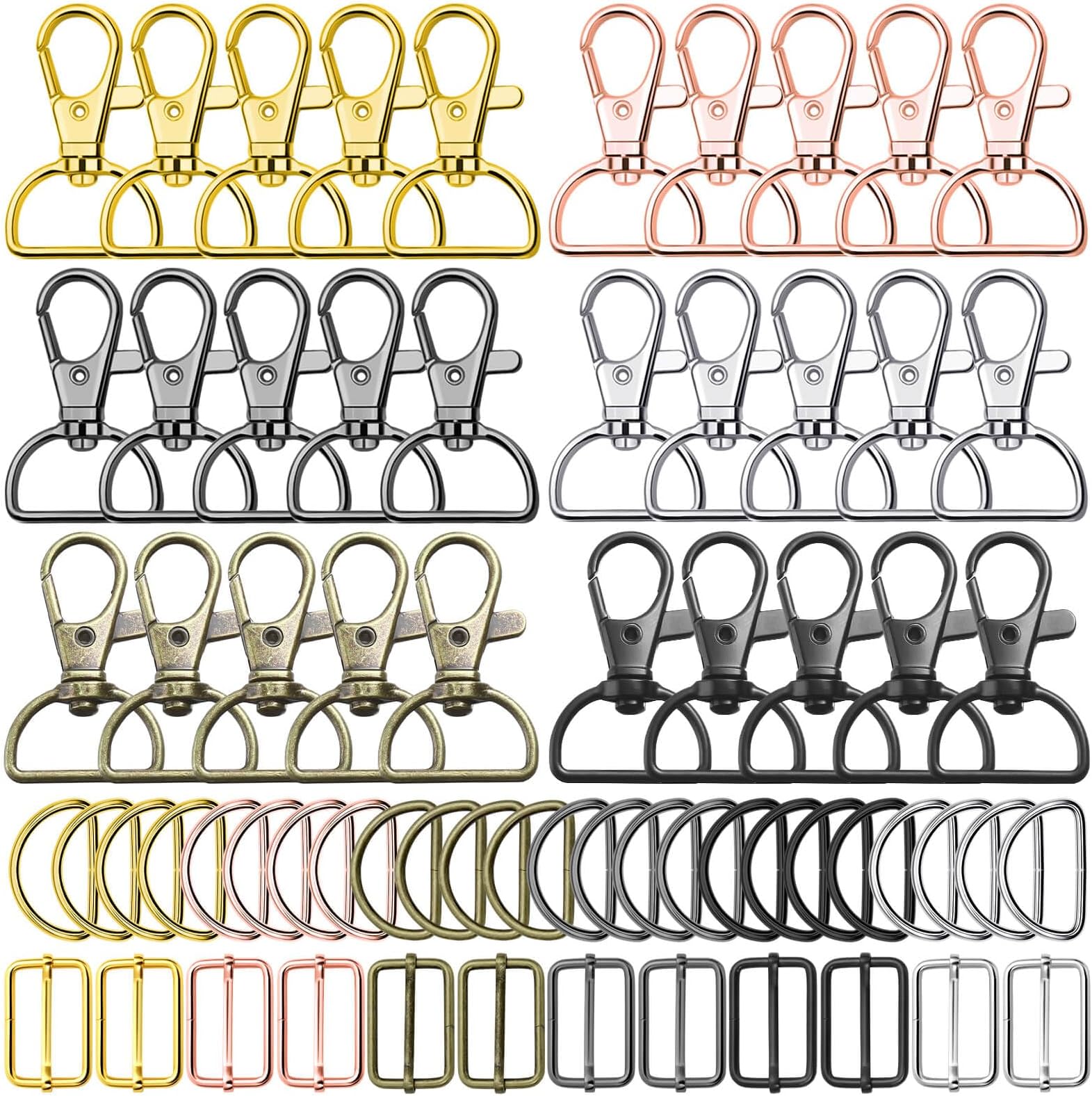 PAXCOO Keychain Bulk with Key Chain Swivel Hook D Rings and Slide Buckles for Handbag Purse Hardware Craft (3/4 Inch)