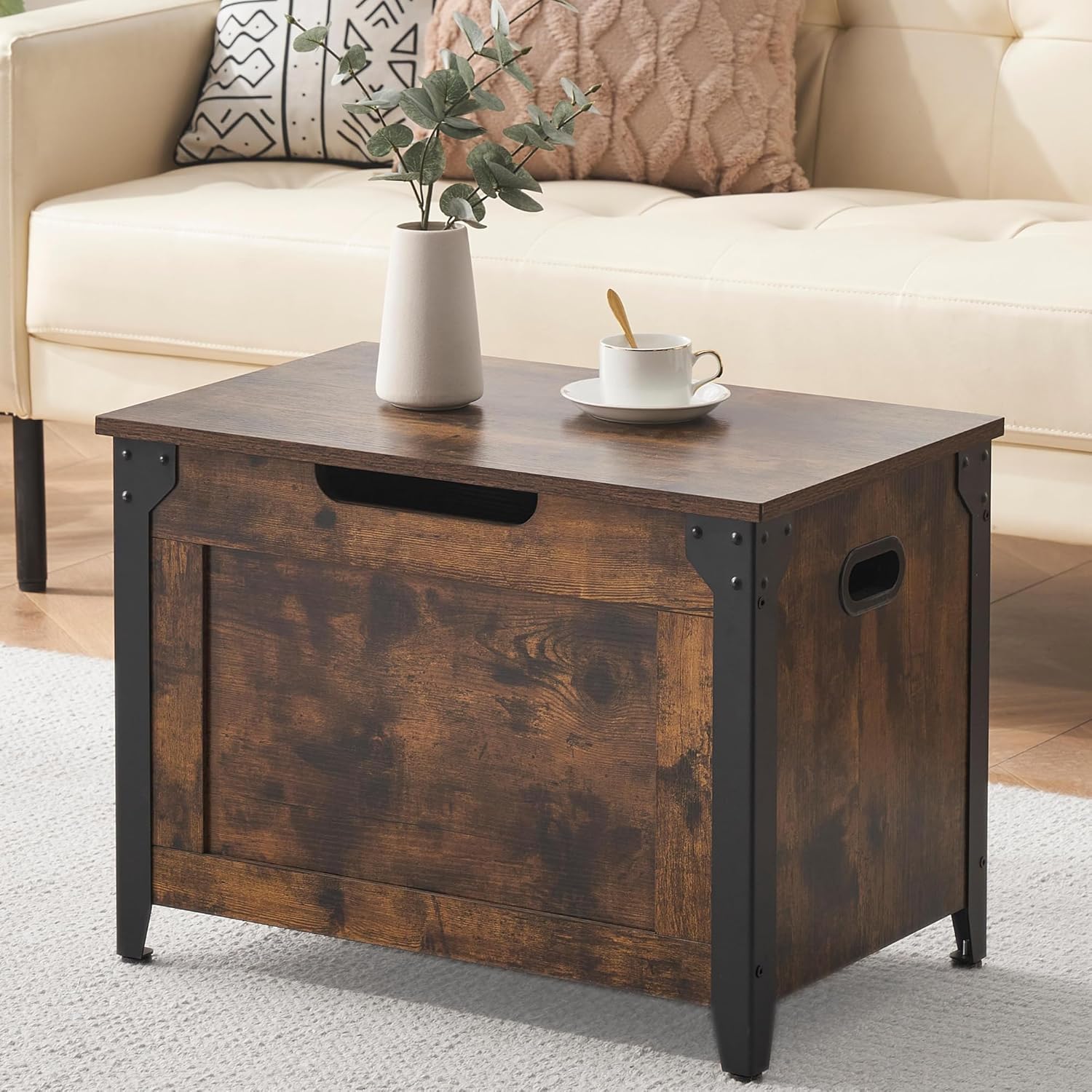 GarveeHome 23.6 in Storage Chest, Wooden Storage Bench with Safety Hinge, Easy Assembly, Large Shoe Bench for Entryway, Living Room, Bedroom