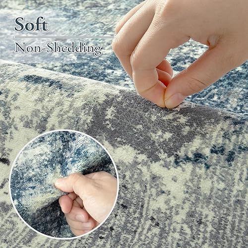 Miniatura 3 de Lahome Alfombra moderna abstracta de 3 x 5, antideslizante, lavable, suave, con parte trasera de goma, contemporánea, para entrada, cocina,