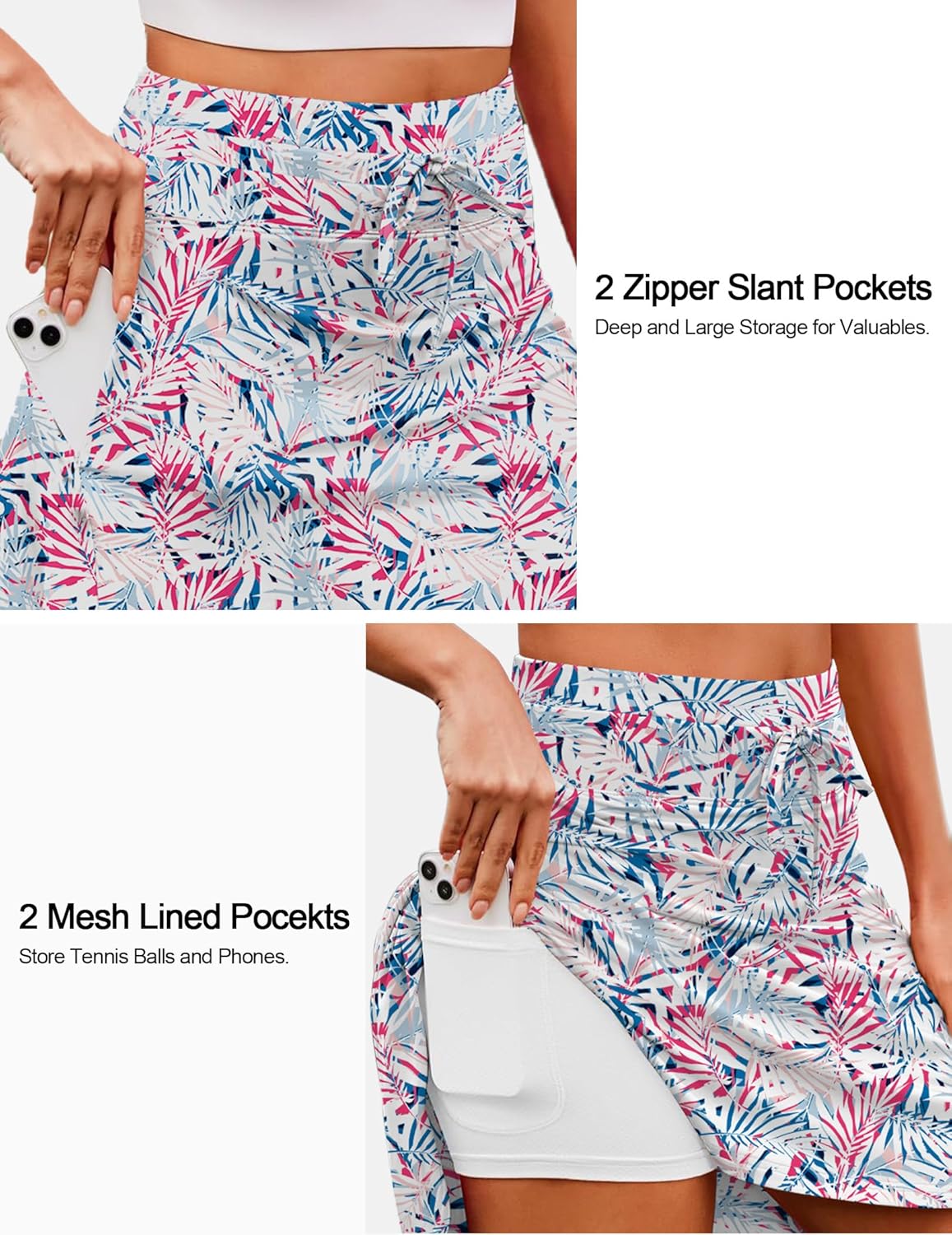 COOrun 20" Tennis Skirt Women Knee Length Golf Long Skort with Pockets High Waisted Athletic Sports Inner Shorts Skirts S-3XL - Image 4