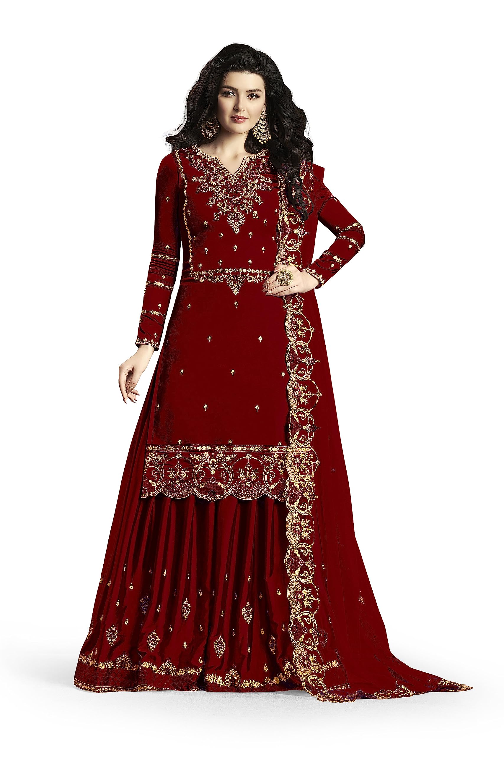 Semi Stitched Women's Anarkali Gown (Taffeta Silk)-image-49