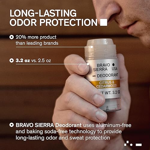 Miniatura 7 de Bravo Sierra - Desodorante natural sin aluminio para hombres protección contra olores y sudor durante todo el día vetiver blanco y madera de cedro