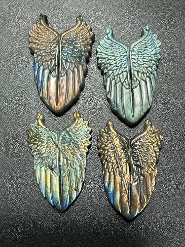 Miniatura 5 de TEAMWILL Natural amarillo labradorita ala de ángel cráneo cristal de cuarzo curativo Reiki Halloween Navidad regalo arte energía positiva piedra