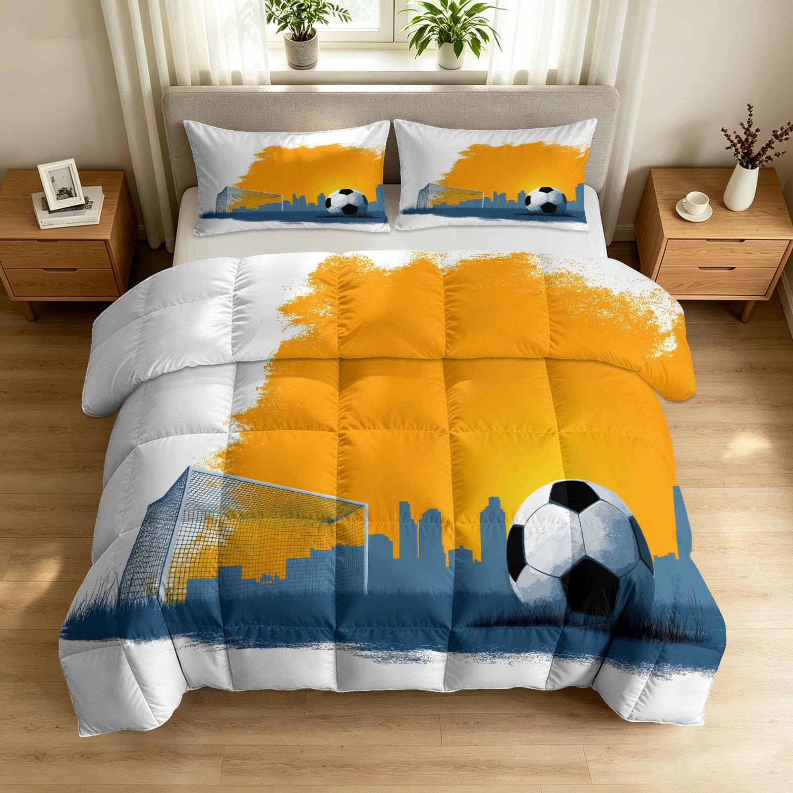Juego de edredón King de diseño deportivo reversible para todas las estaciones con almohadas