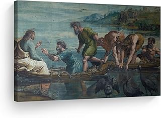 Smile Art Design The Miraculous Draught of Fishes by Raphael Art Canvas Print Famous Fine Art Oil Painting Reproduction Canvas Wall Art Renaissance Art Home Decor Ready to Hang Made in USA 11x17