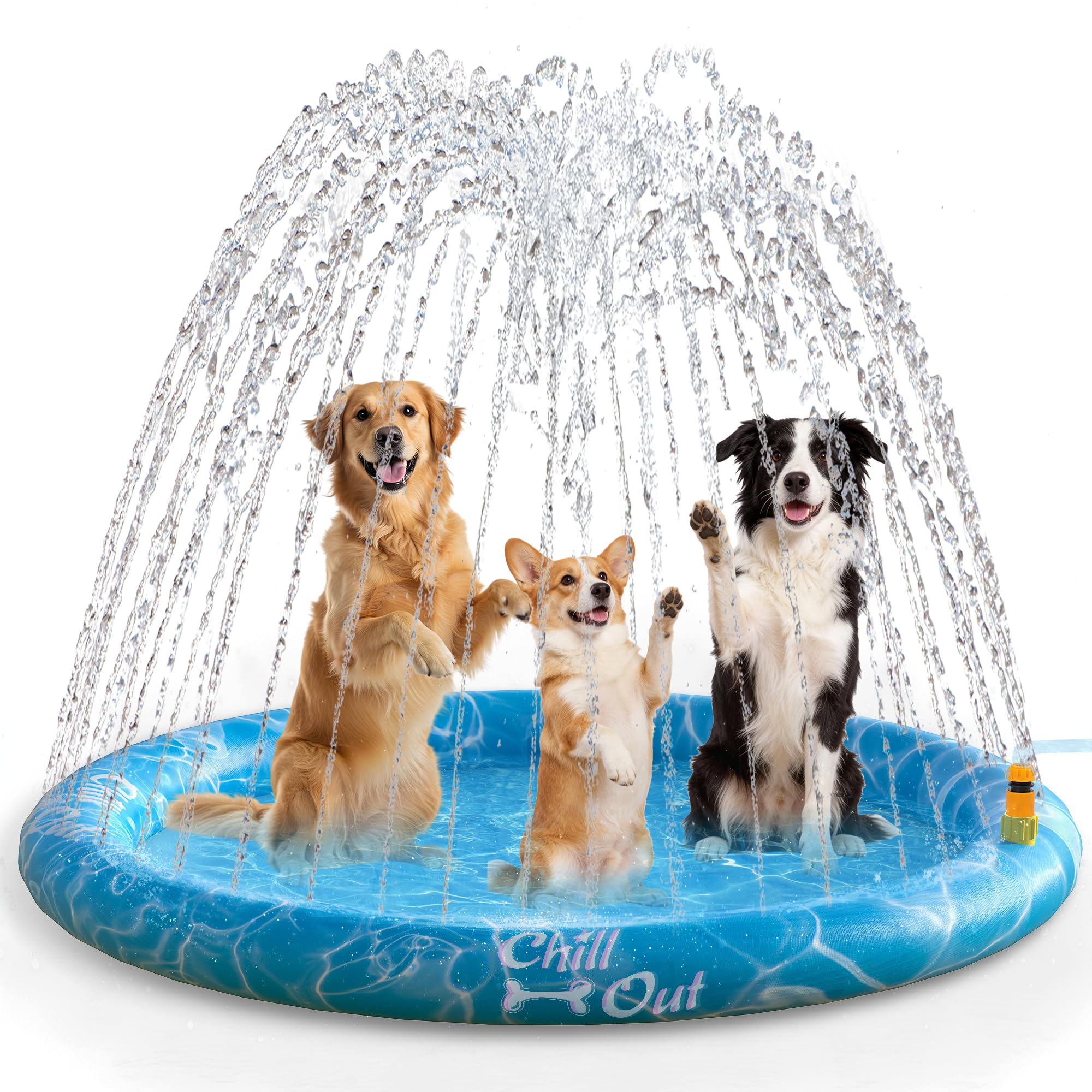 ALL FOR PAWS 150CM Hundespielmatte mit Sprinkler, Sprinkler-Spielmatte für Hunde, Kühlende Wasserspielmatte mit Sprinklerfunktion, Outdoor Wasser Spielmatte für Hunde