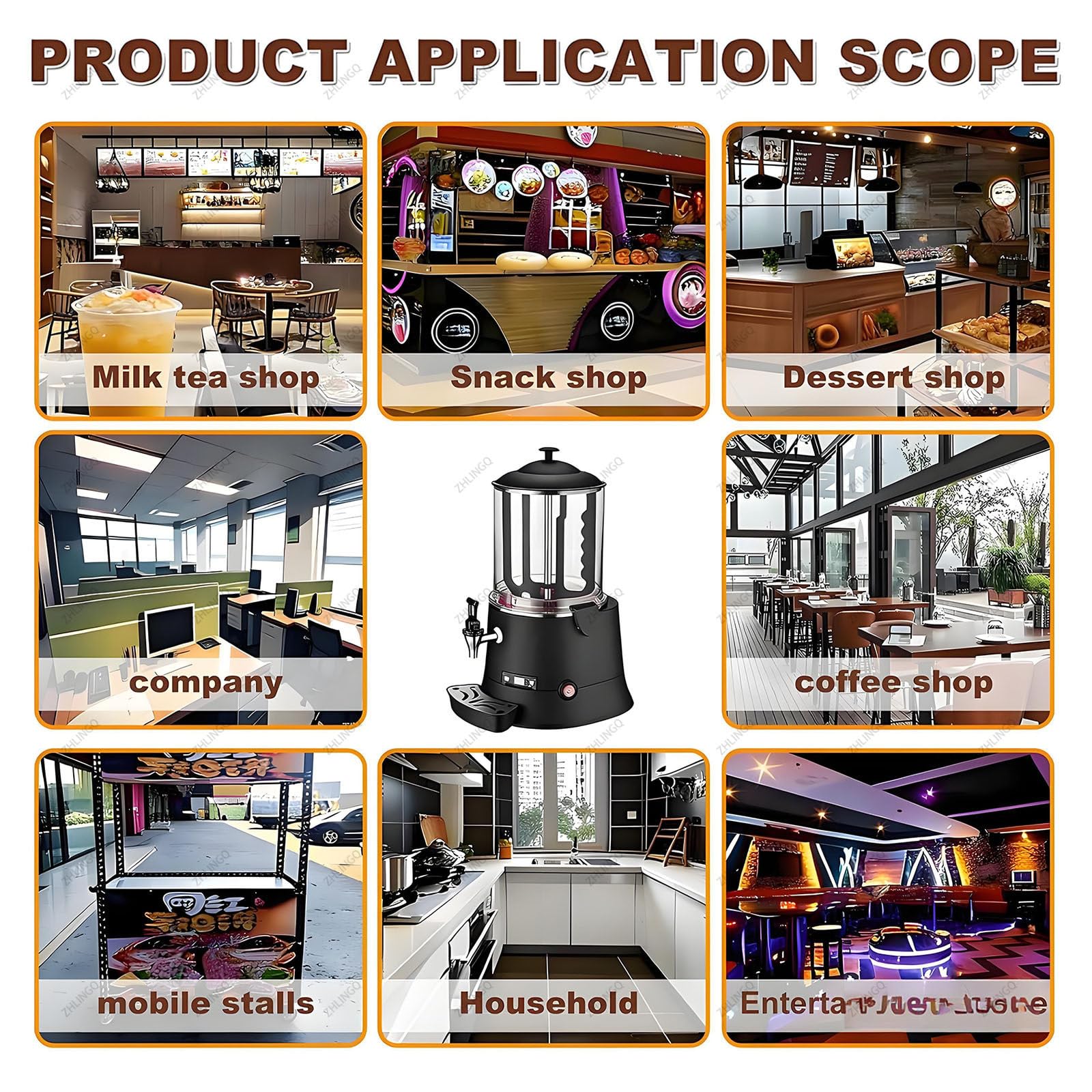 Distributeur de chocolat chaud commercial, machine à fondre antiadhésive avec écran LED, chauffe-boissons chaudes de 10 L pour boissons