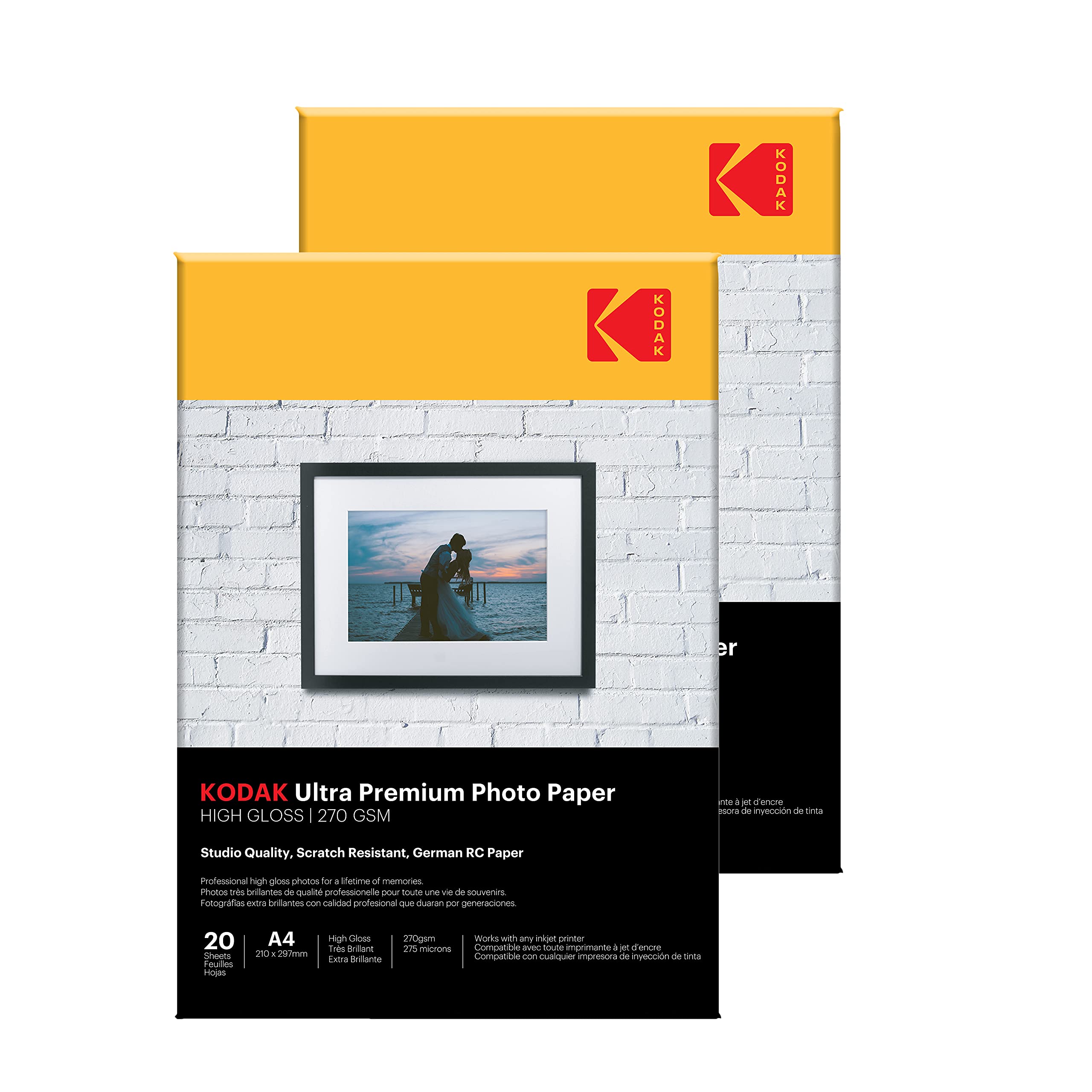 Kodak 270 GSM A4 Glossy Photo Paper Waterproof, Pack of 20 sheets, Compatible with all Inkjet Printers — Amazon image 8