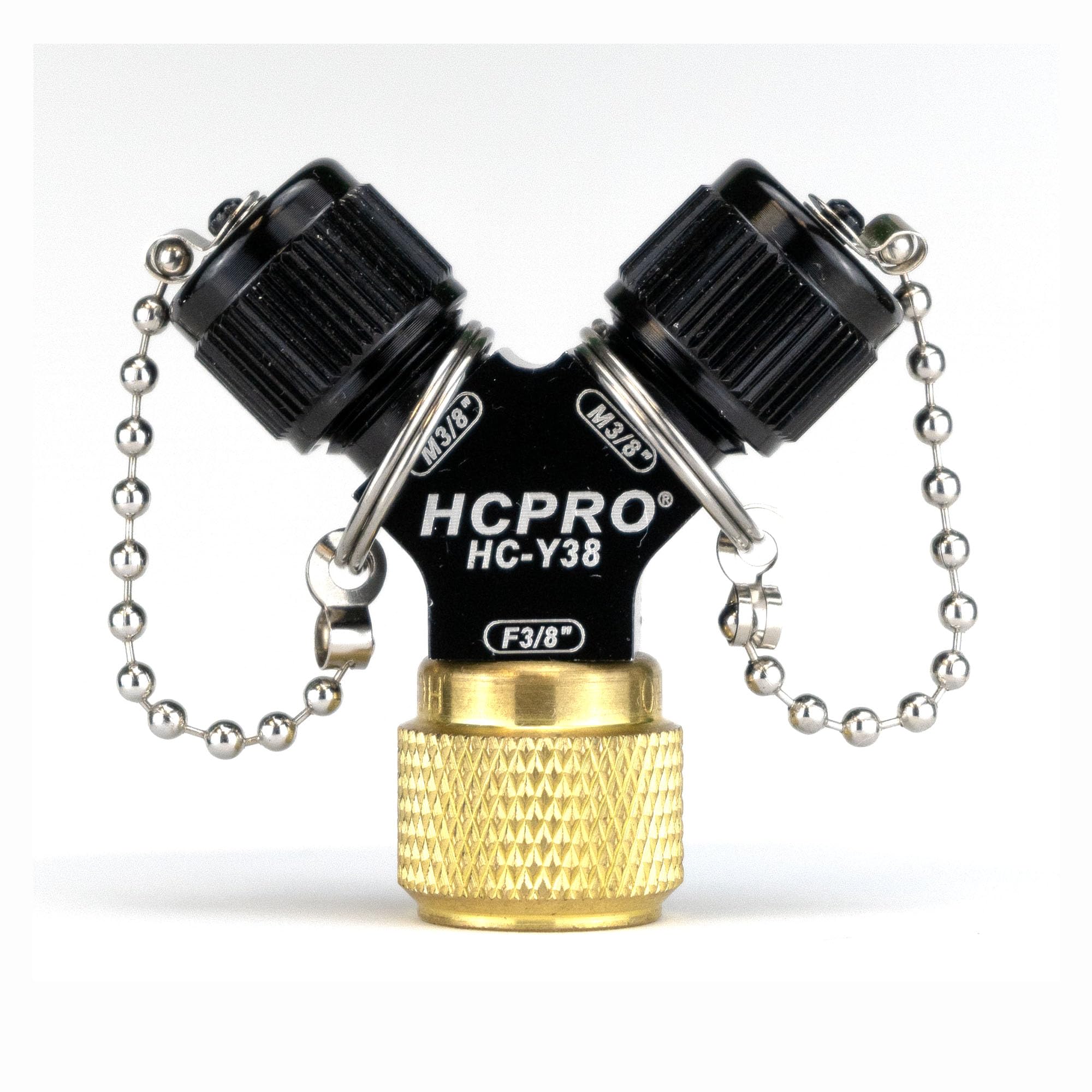 HCPRO HCY38 Quick-Y Adapter for Unrestricted Vacuum Flow 3/8" x 3/8" Male Connections x 3/8" SAE Female Connection.