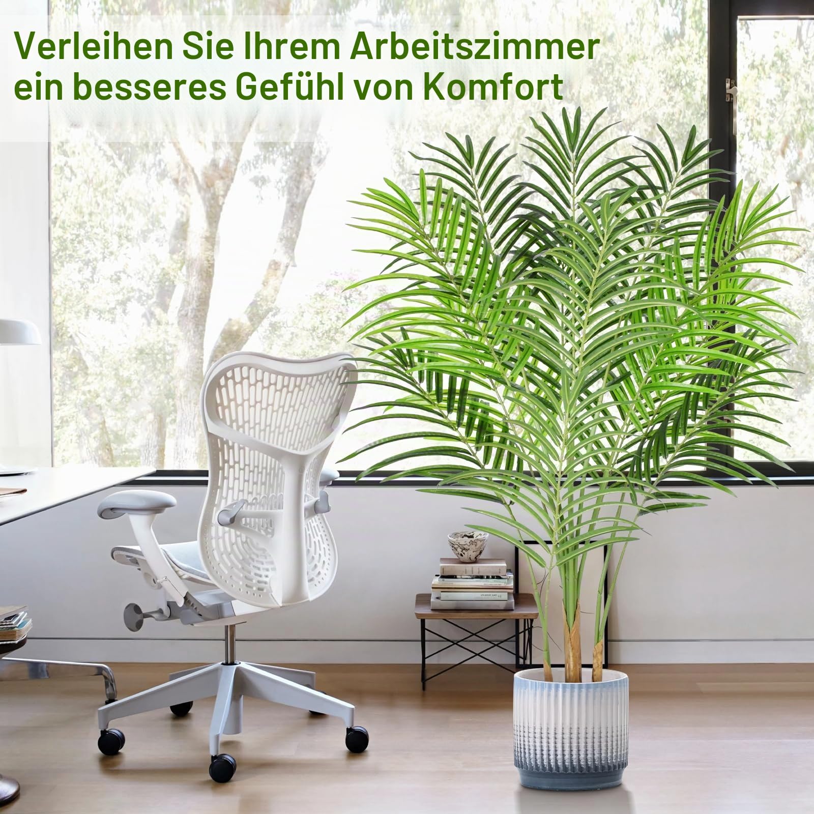 Künstliche Pflanzen groß 120cm Kunstpflanze im Topf Plastik Künstliche Palme wie echt Fake Pflanzen deko für Wohnzimmer Balkon Schlafzimmer Büro Perfektes Einweihungsgeschenk (1 Pack)