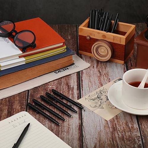 Miniatura 3 de Eaasty 100 mini bolígrafos de 4 pulgadas a granel de 0.028 in, pequeños bolígrafos retráctiles de tinta negra, bolígrafos de gel con clip,