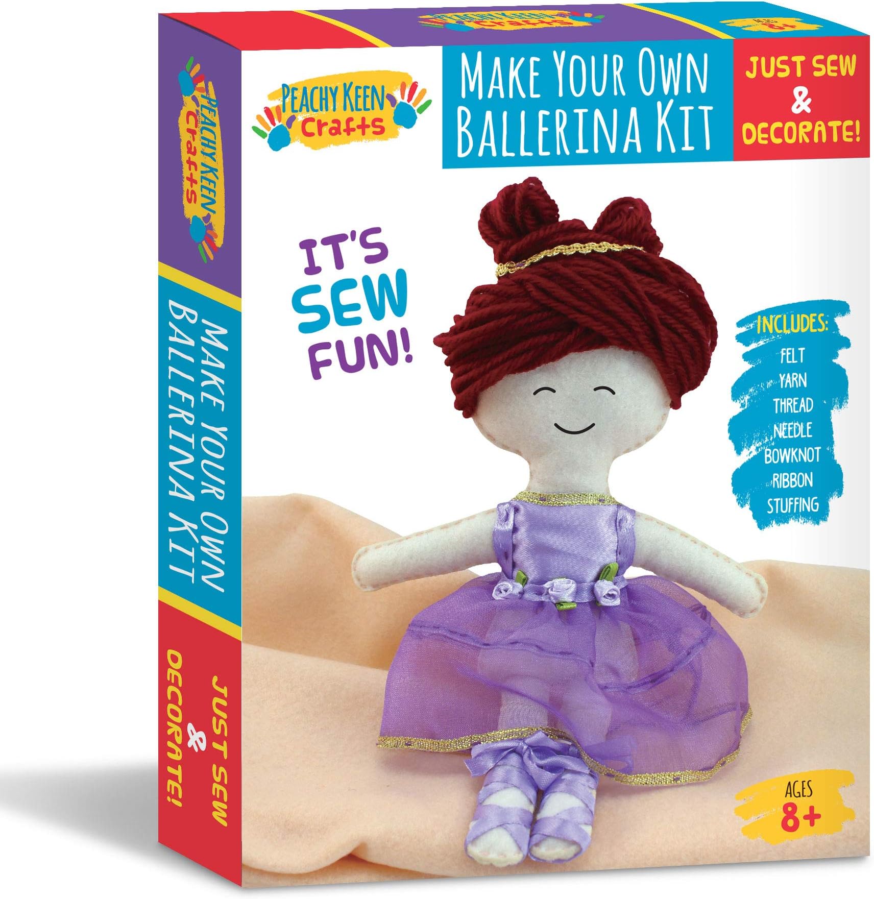 Ballerina Doll Making Kit - Stitch & Sew Your Own Stuffed Doll - DIY Craft Set for Kids