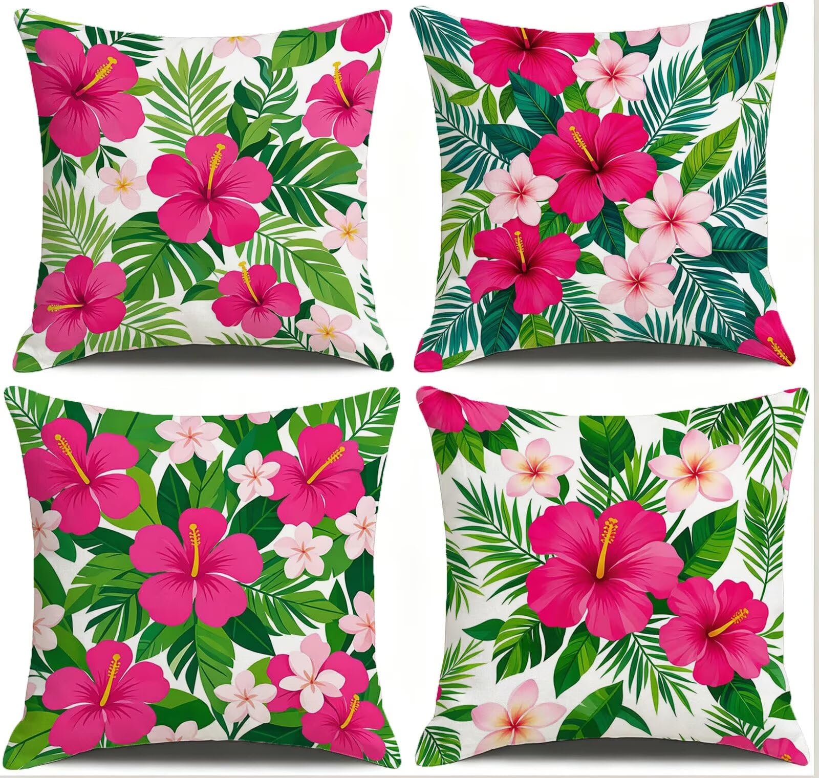 Coussin Exterieur Impermeable Rose, Taie Oreiller 45x45 Set de 4, Cod-3337