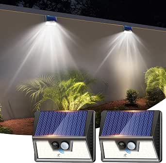 Nipify Faretto LED Da Esterno Solare Con Sensore Di Movimento – 3 Modalità, Impermeabile IP65, Montaggio A Parete Senza Fili (bianco Caldo 5000K)