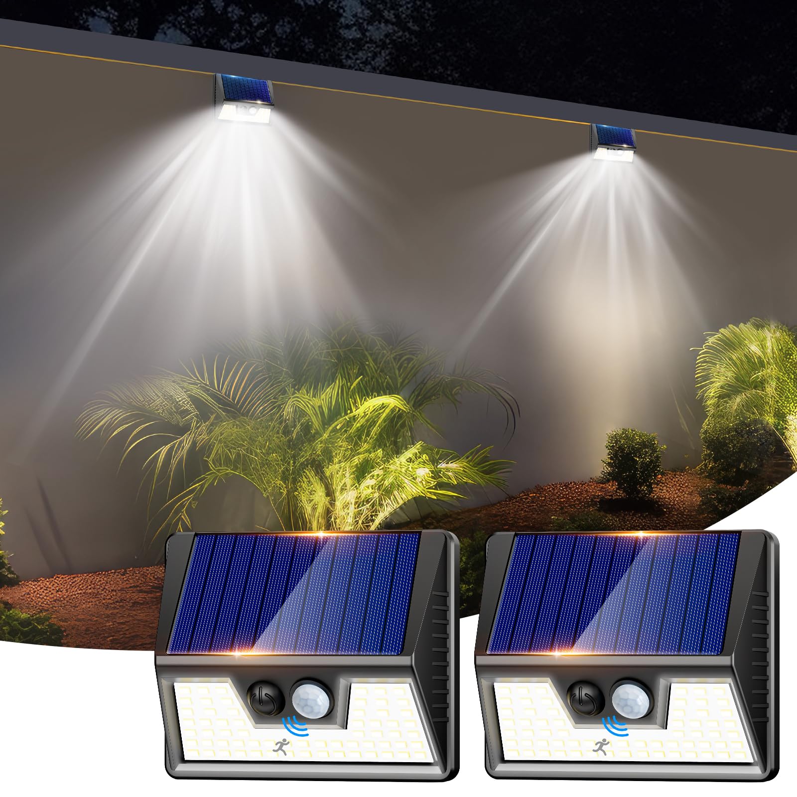Kolpop 208LED/6 Pezzi Luce Solare LED Esterno Con Sensore Di Movimento 3 Modalita Faretto Lampada Solare Da Esterno Ip65
