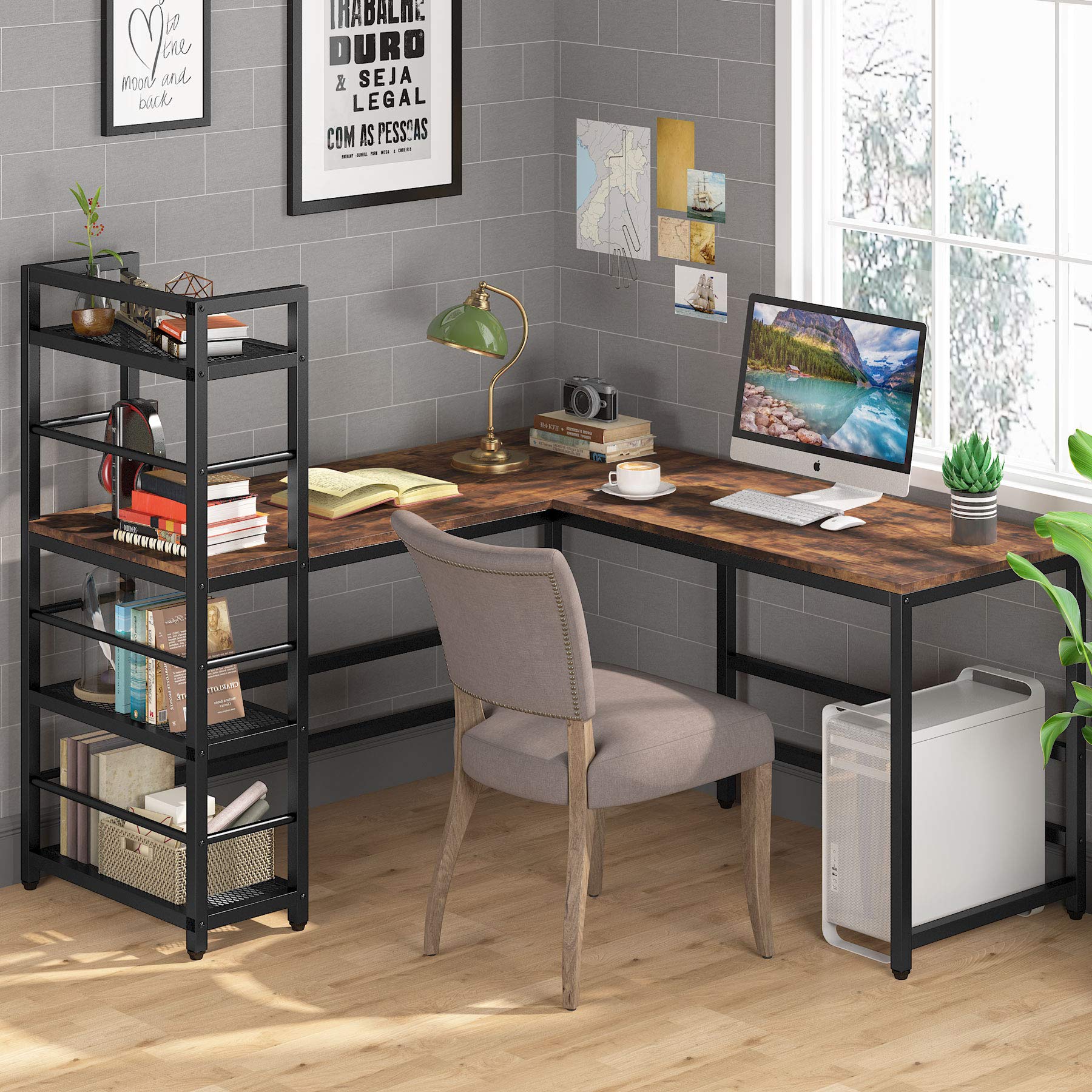 Tribesigns Reversible L Shaped Desk With Monitor Stan vrogue.co