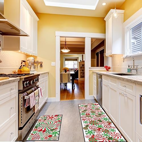 Miniatura 5 de 2 alfombras y tapetes de cocina de Navidad, color negro, Papá Noel, afroamericano, Papá Noel, tapete de cocina con respaldo antideslizante, Feliz