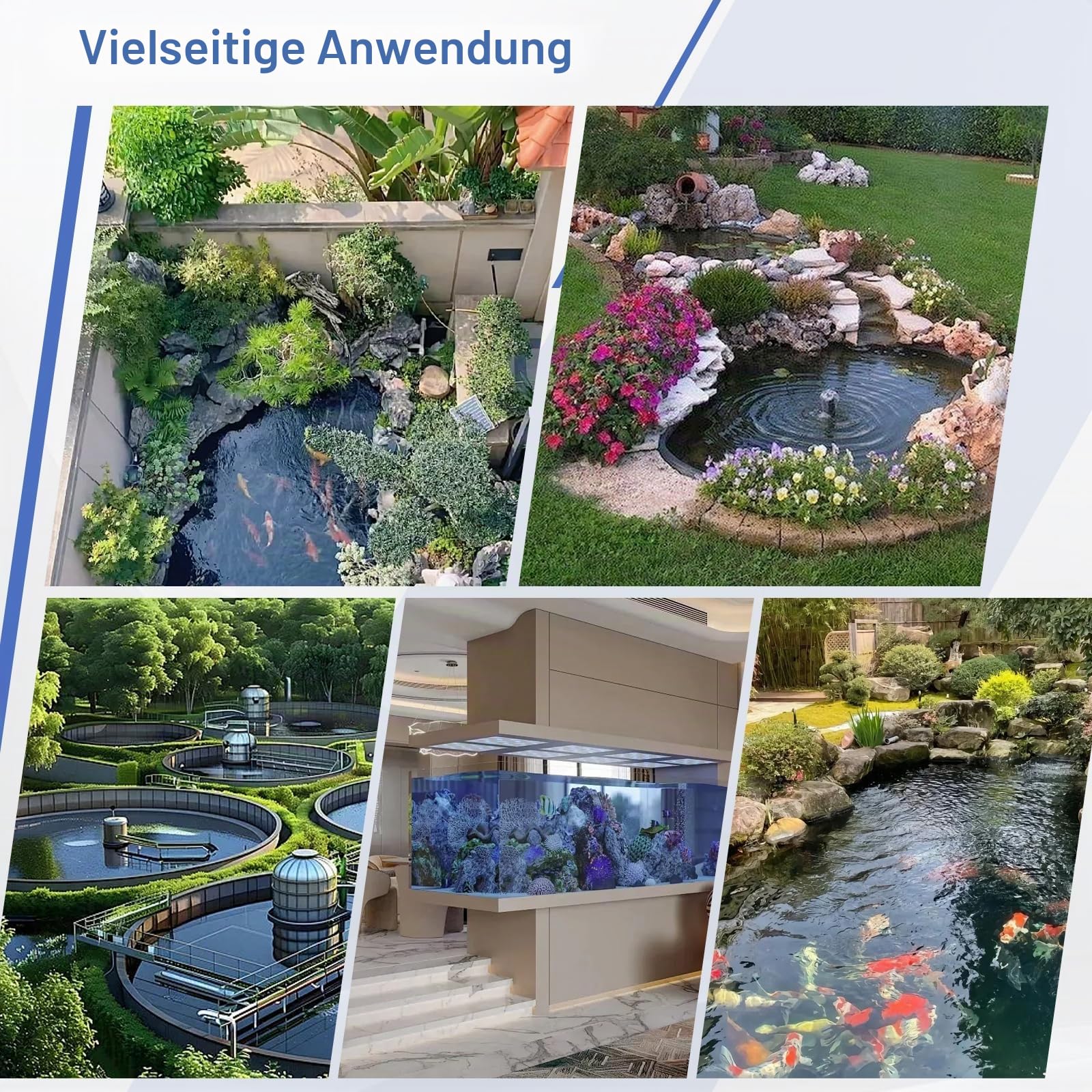 EFUTURETIME Teichpumpe 2000L/H 35W, Springbrunnenpumpe für Außen 2m Hub, Wasserspielpumpe Zimmerbrunnen mit 5m Kabel, Pumpe für Gartenteich Fontänen, 2 Düsentypen für Perfekte Wasserlandschaft