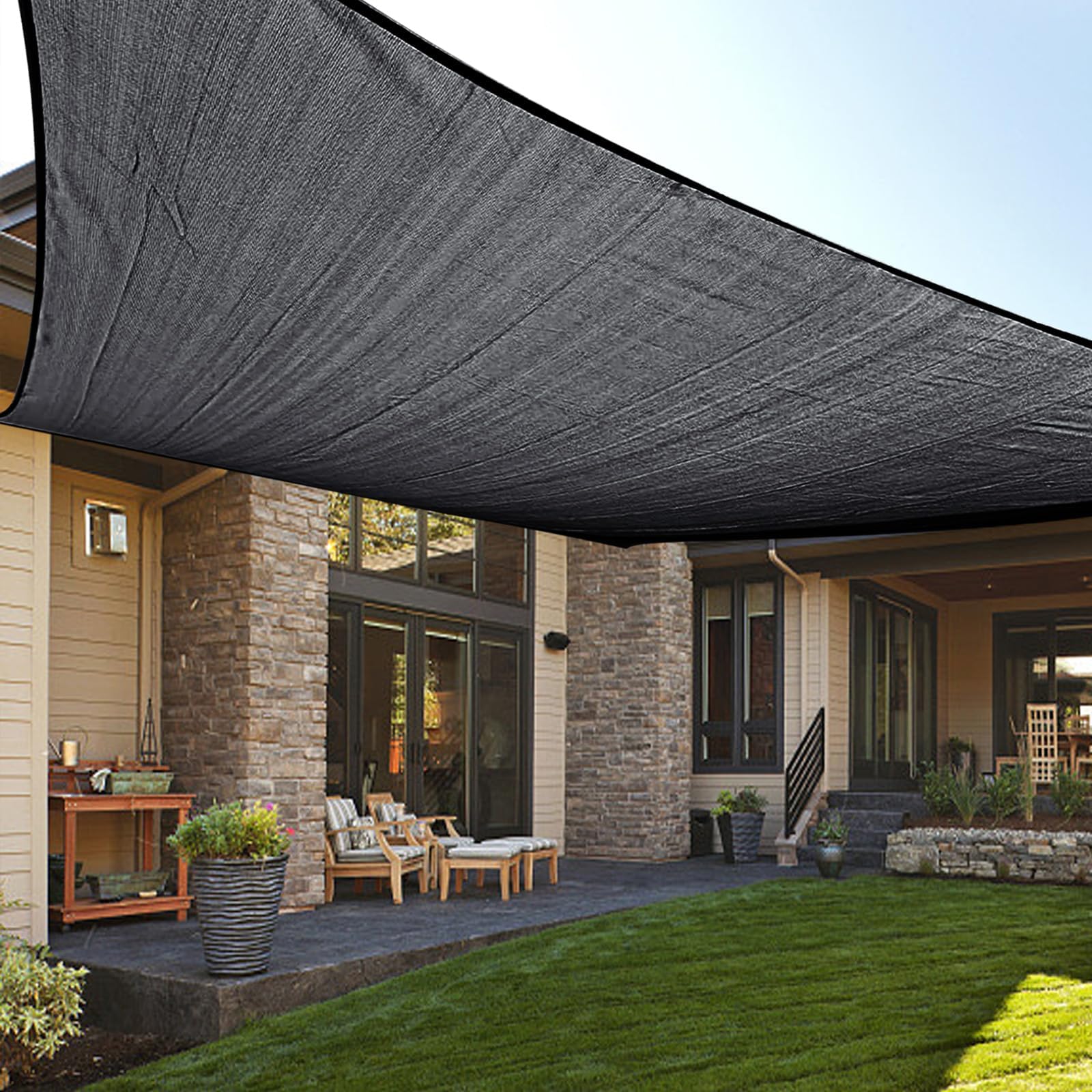 LOVE STORY Custom Size 9' x 13' Graphite Grey Sun Shade Sail Canopy Commercial Rectangle Sail Shade Fabric for Patio Garden Backyard Pool (Customized)