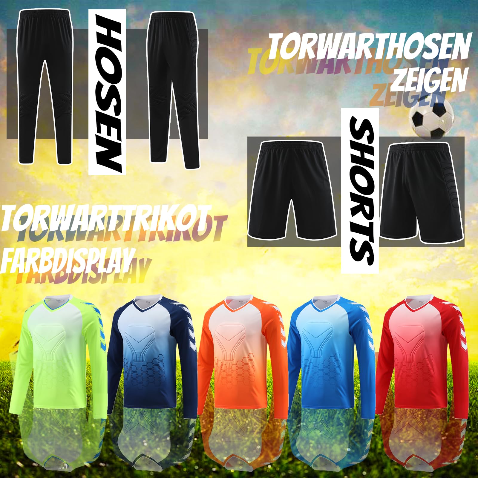 Benutzerdefiniert Torwarttrikot Set Gepolstert für Kinder Herren Torwart Trikot mit Nummer Name Team Logo Torwart Set