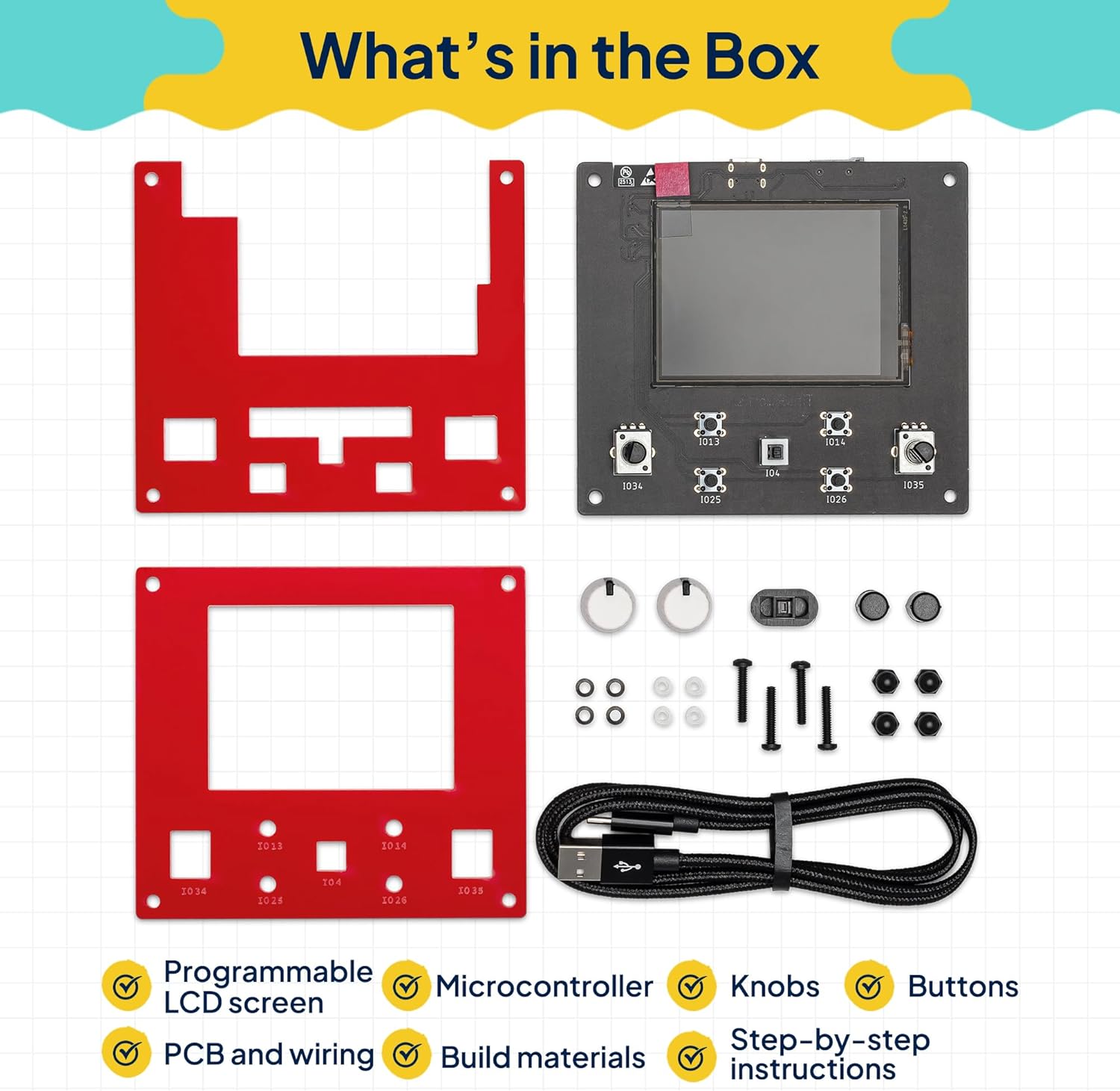 Tech-A-Sketch: Build-Your-Own Digital Drawing Device – DIY Coding & Art Kit for Kids Ages 8+ | Interactive STEAM Project with LCD Screen, Knobs & Buttons | STEM/STEAM Gift