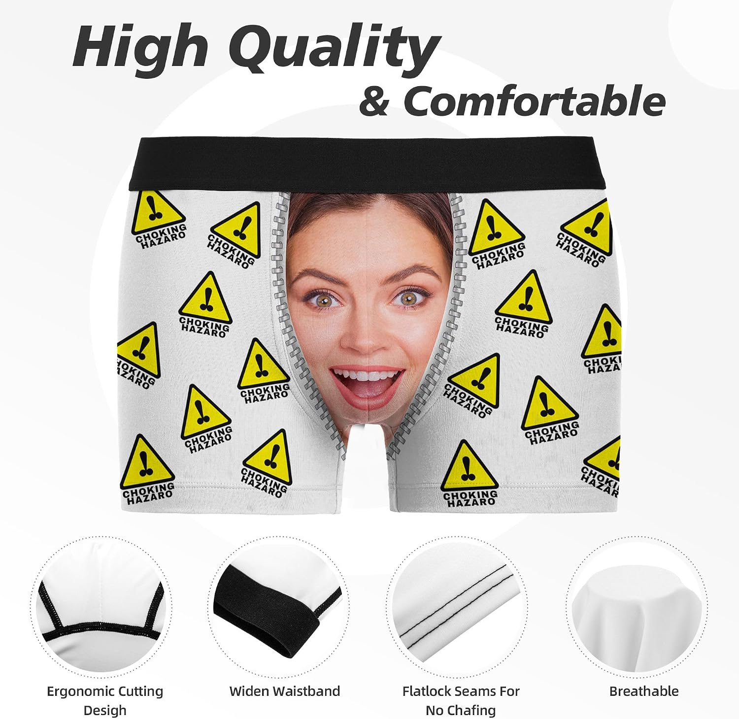Artsadd Custom Men's Boxer Briefs Personalized Funny Face Shorts Underwear Customized Photo Gift Boyfriend Husband Valentines