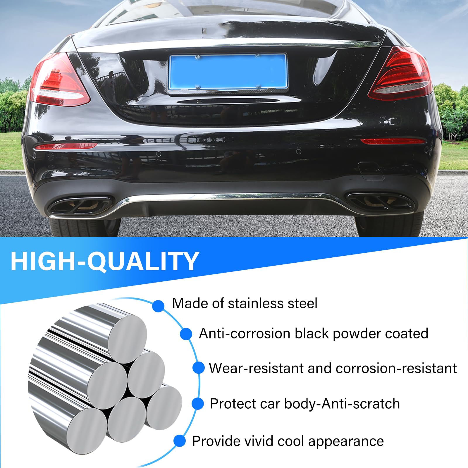 Stalowa osłona rury wydechowej do Mercedes A B C E GLC W205 W213 W246 W247 W177 X253 (połysk czarny)