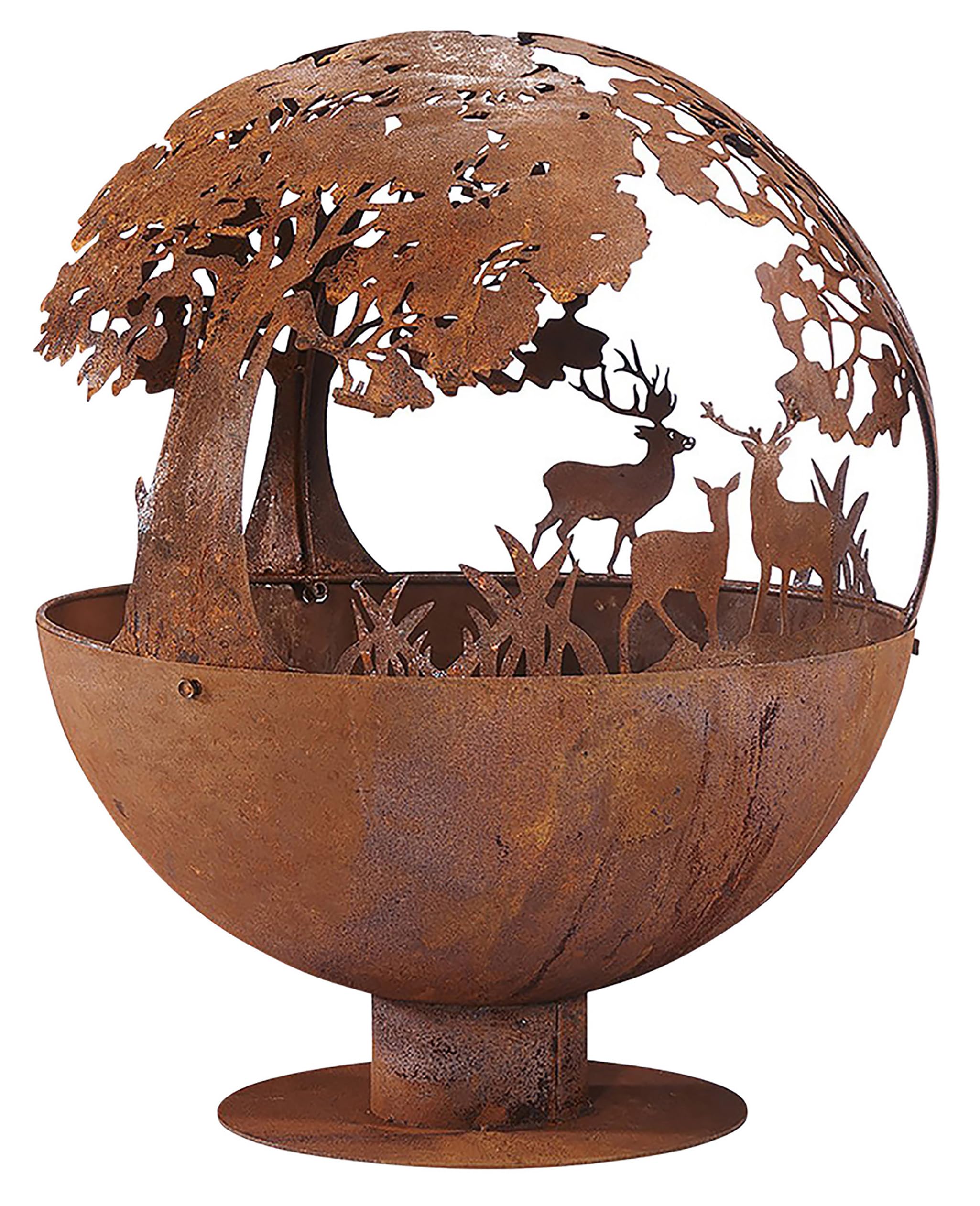 Kobolo Feuerschale Feuerkorb Forest Kugelform rund mit Motiv 50x50x60 cm