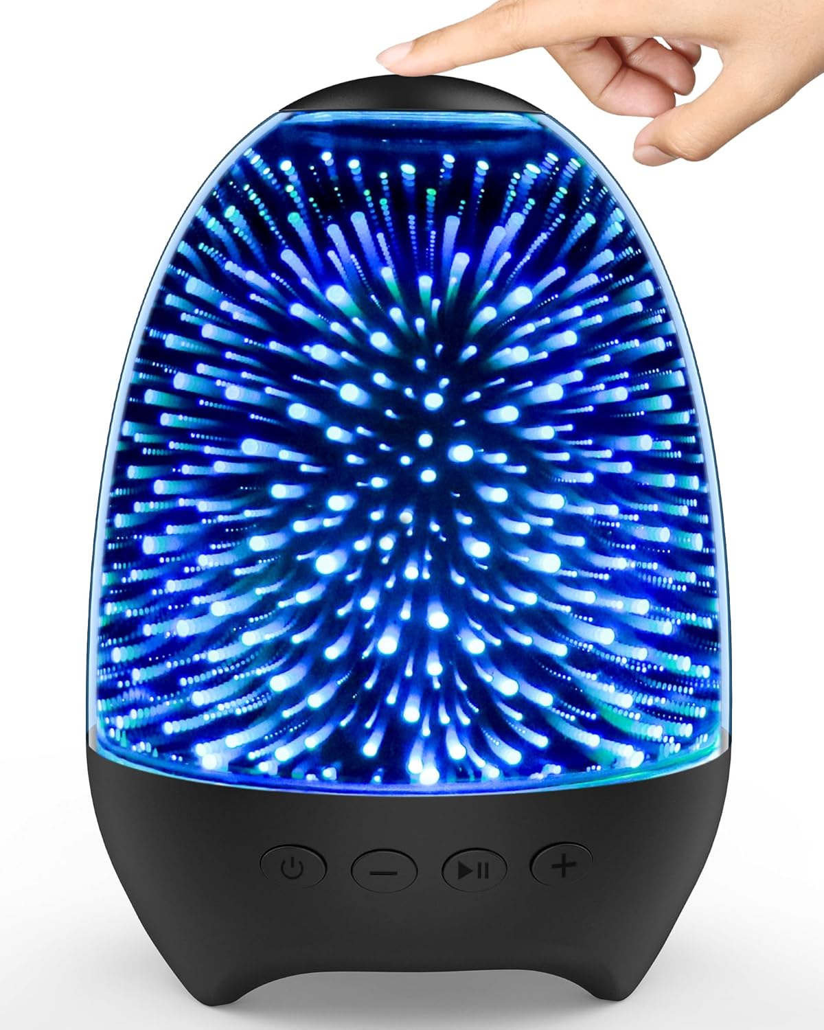 Aiscool Night Light Bluetooth Speaker, 3D Glass Music Bedside Table Lamp with 7 Colors, LED Touch Night Lamp Rechargeable Portable Lamp Gifts for Girls, Boys, Women, Men, Dad, Mom(Galaxy Black)