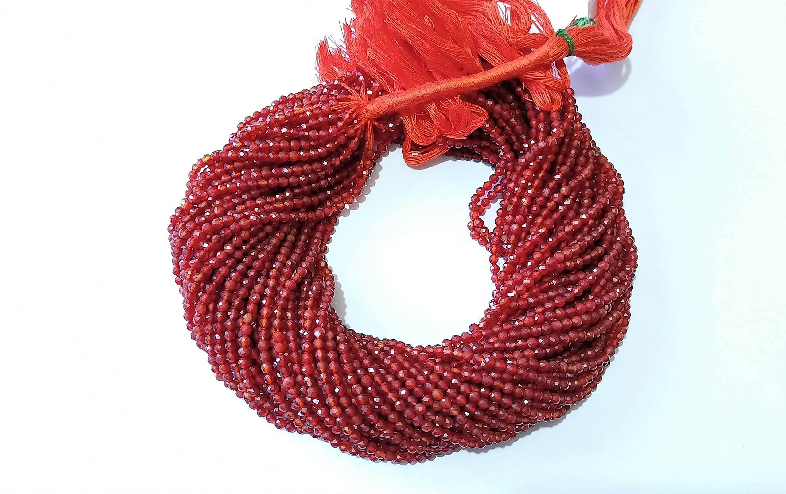 Naturalny czerwony chalcedon fasetowane okrągłe koraliki około 3 mm | sznurek 30 cm | koraliki do biżuterii DIY - kolczyki, naszyjnik, bransoletka, łańcuszek na kostkę (5)