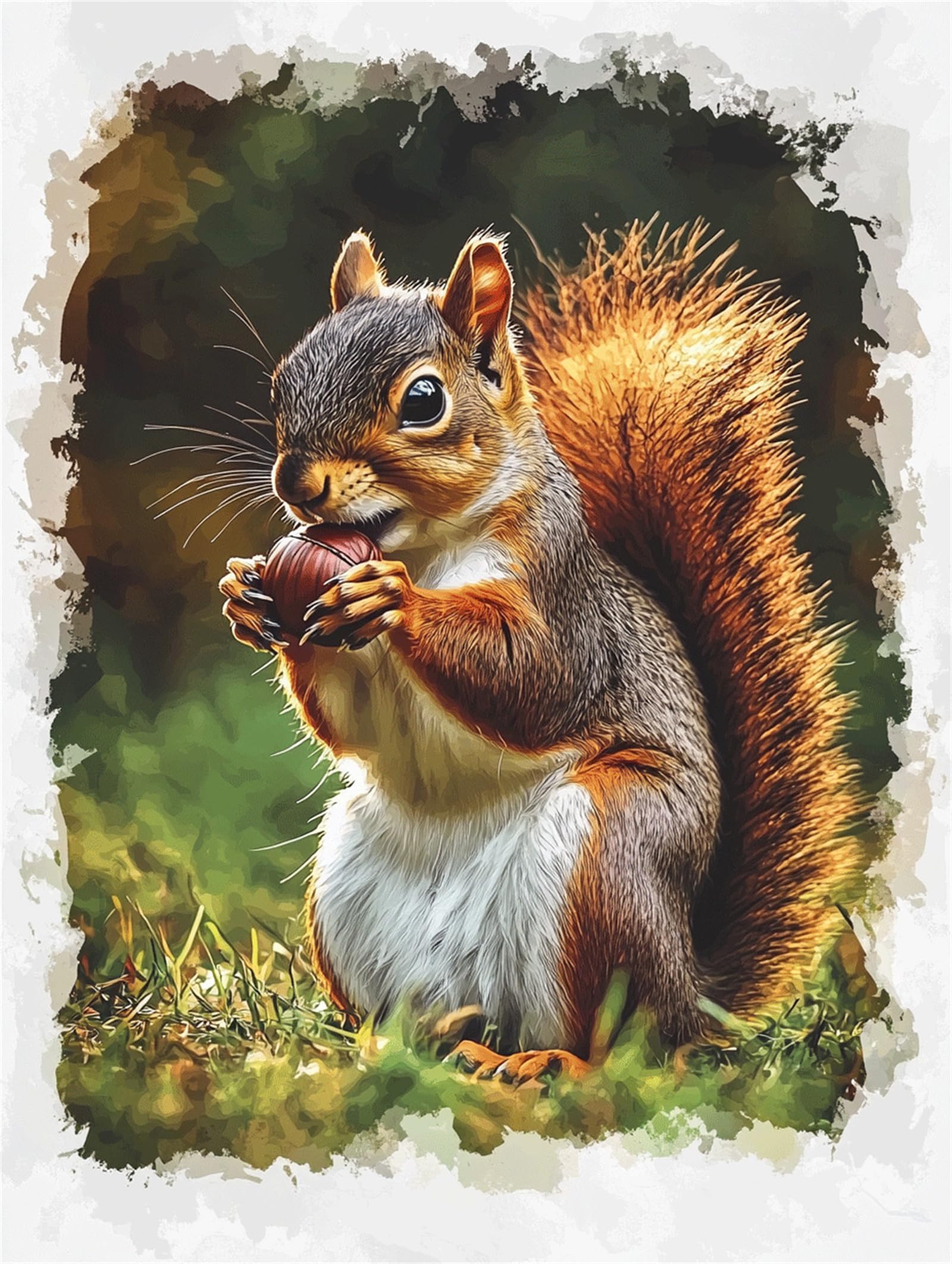 Squirrel Paint by Numbers animal Paint by Numbers for Children Beginners, DIY Crafts for Adults Paint by Numbers Canvas, Oil Painting with Brushes and Acrylic Pigmen, Wall Art Decor Gifts 90x120cm