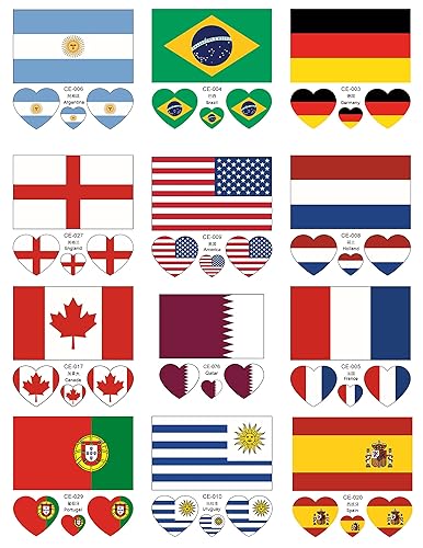 Miniatura 4 de 10 hojas de tatuajes faciales temporales de la bandera de Portugal 2022, 40 tatuajes falsos extraíbles, para hombres, niños y mujeres (Portugal)