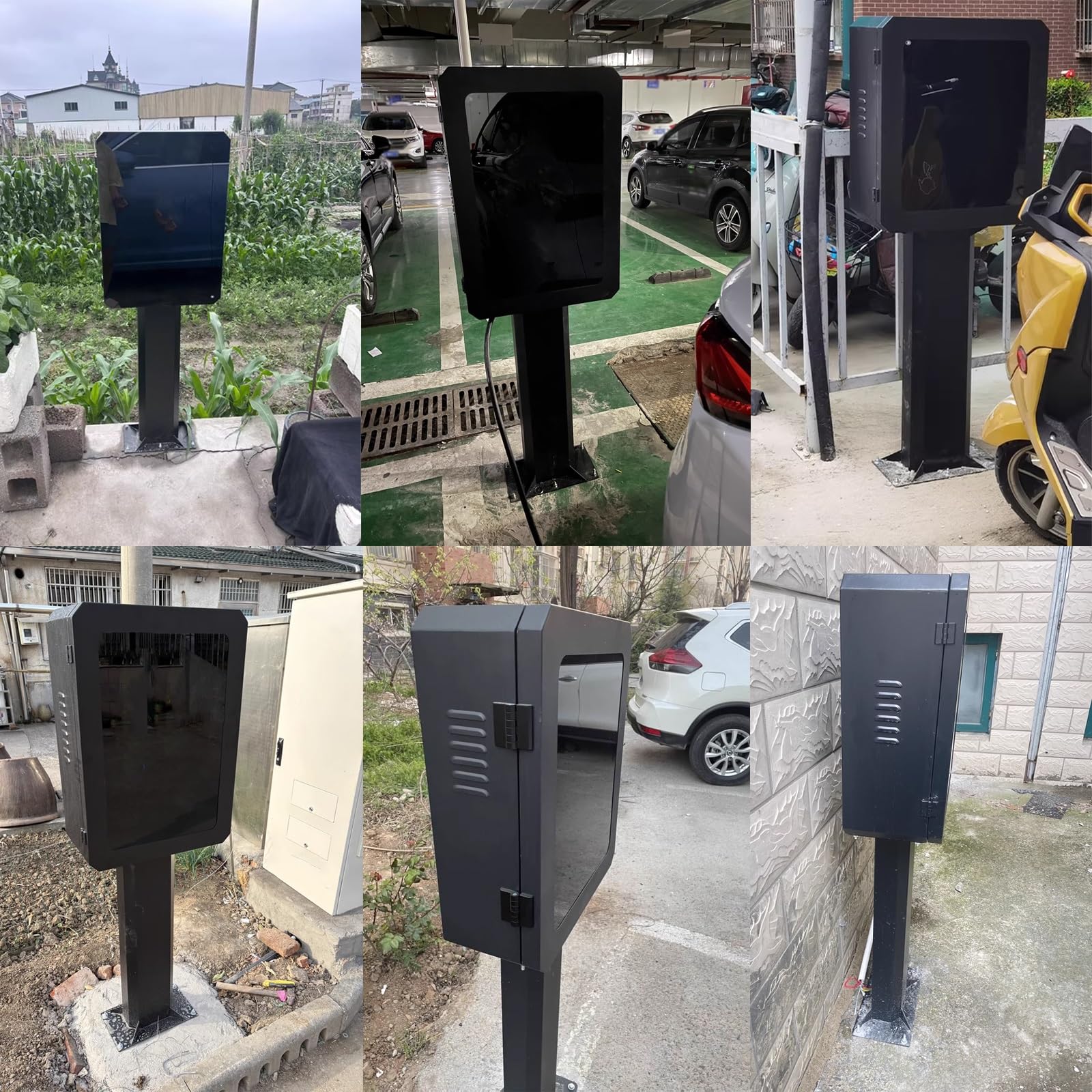 Stojak ochronny do ładowarki EV z mechanicznym zamkiem i kluczem, odporna na warunki atmosferyczne metalowa obudowa do bezpiecznych zewnętrznych stacji ładujących