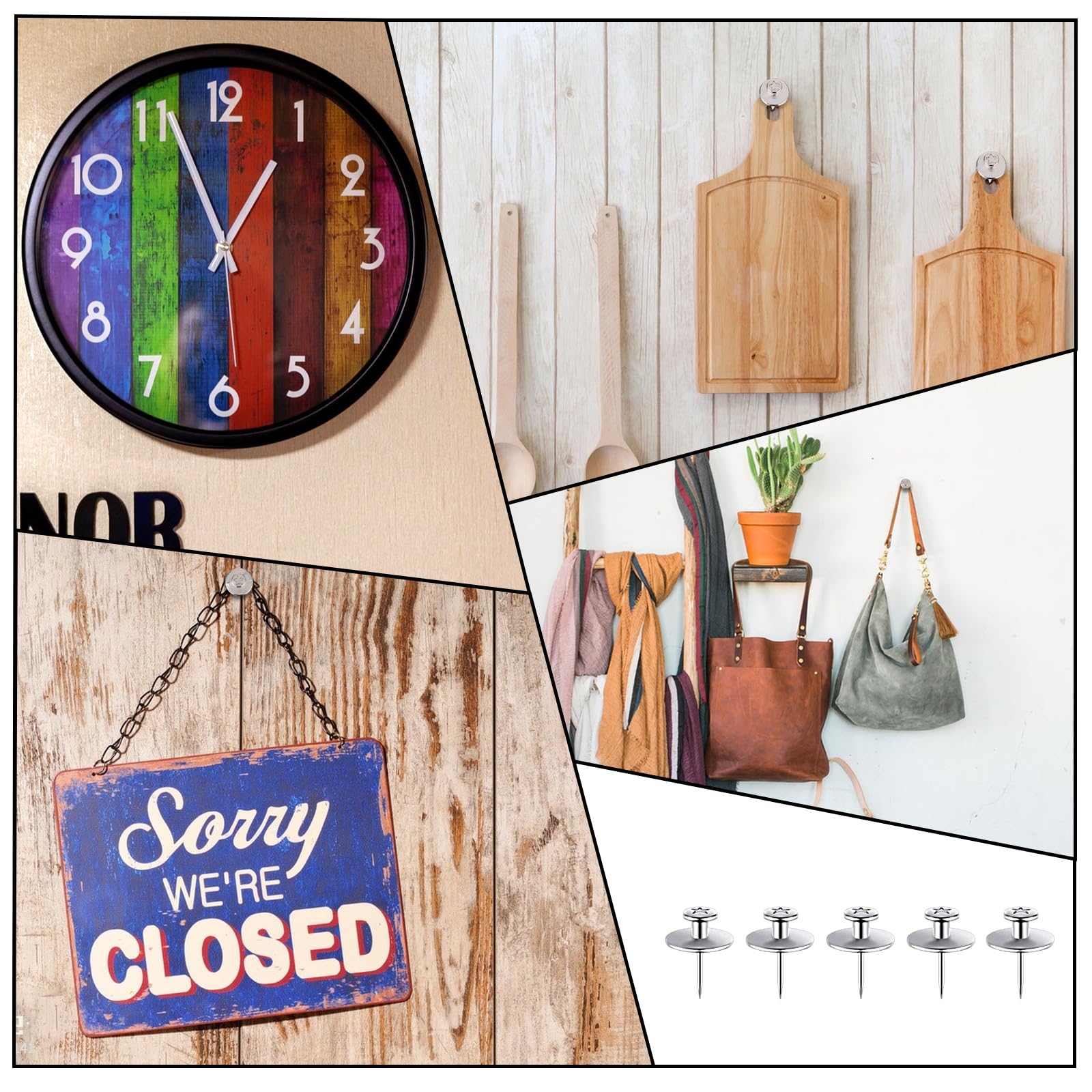 30 Pack Double Headed Picture Hanging Nails Push Pins Wall Decor Home Office New