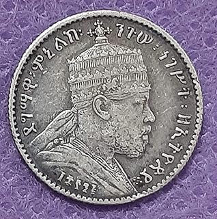 عملة قديمة نادرة على شكل سمكة قرش الإمبراطور الأثيوبي مينيليك فضيية نادرة وفريدة من نوعها، 1901 M