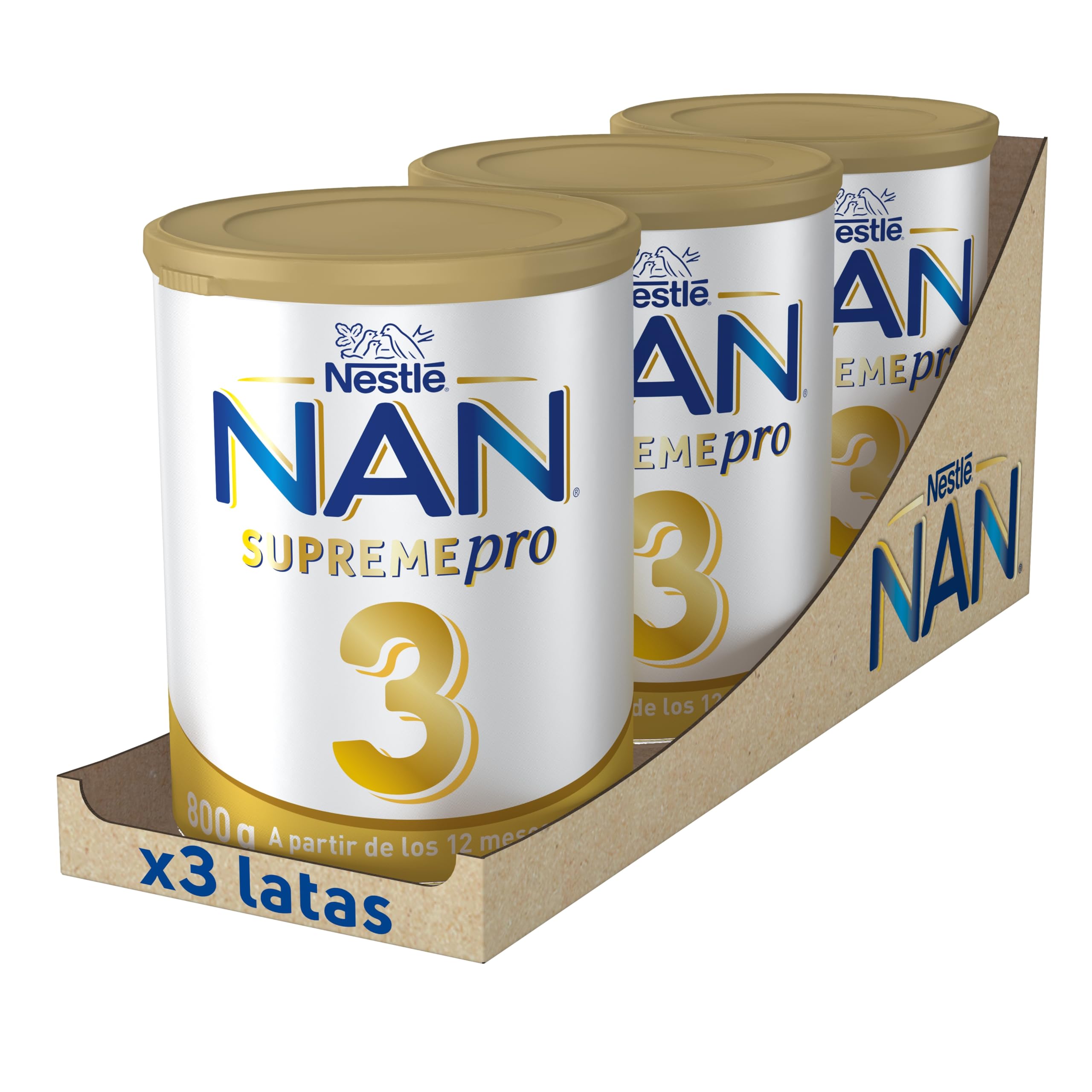 Nestlé NAN SUPREMEPRO 3 Leche de crecimiento en polvo, 3 x 800g