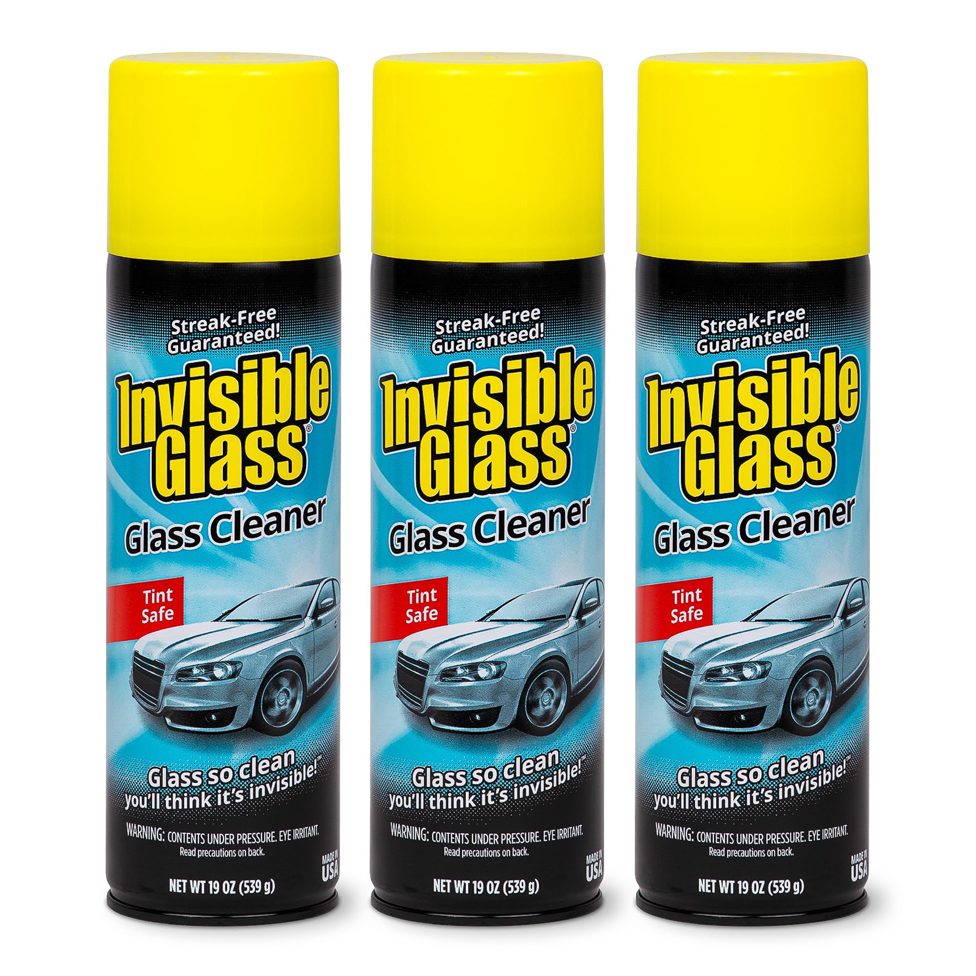 91164-3PK Premium Aerosol Glass Cleaner Spray for Car Windshields and Windows, Automotive and Home Window Cleaner, Streak-Free, Ammonia-Free, Tint-Safe – 19 oz (Pack of 3)