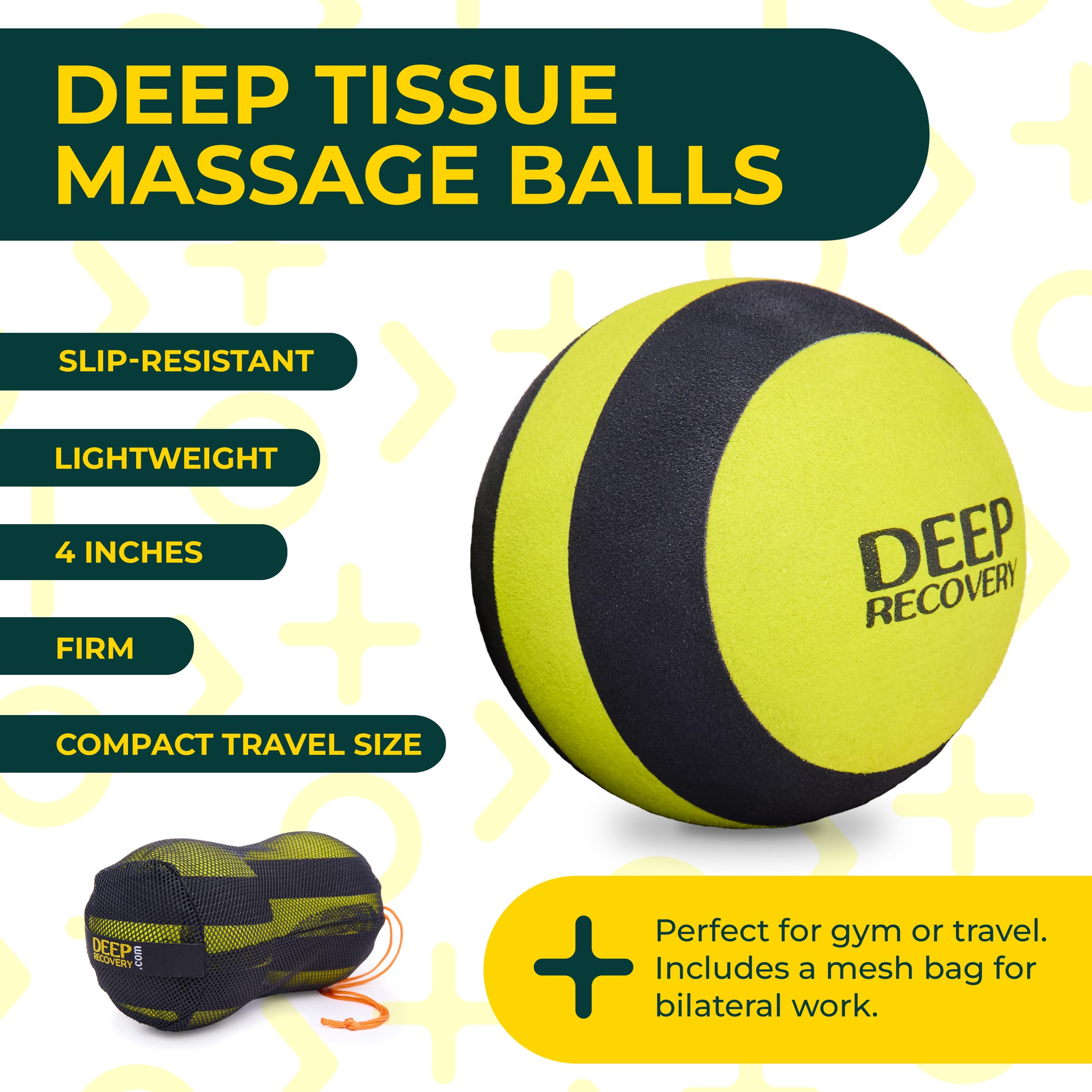 Deep Recovery Juego de pelotas de masaje de yoga firmes de 4 pulgadas – Terapia de bola de punto gatillo para movilidad y alivio de tejido profundo – Bolas de liberación miofascial de espuma para pies