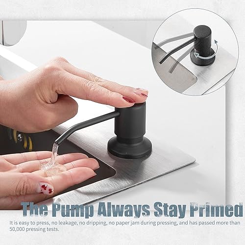 Miniatura 4 de Grifo de cocina sin contacto, negro, con dispensador de jabón y placa de cubierta, sensor de movimiento activado inteligente, grifos de fregadero de