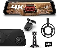 STINGER STR4KEJL 9.66" 4K UHD Rearview Mirror Dash Cam for Jeep Wrangler JL 2018-2025 - Front/Rear DVR, 2K Backup Cam, GPS, Parking Monitor